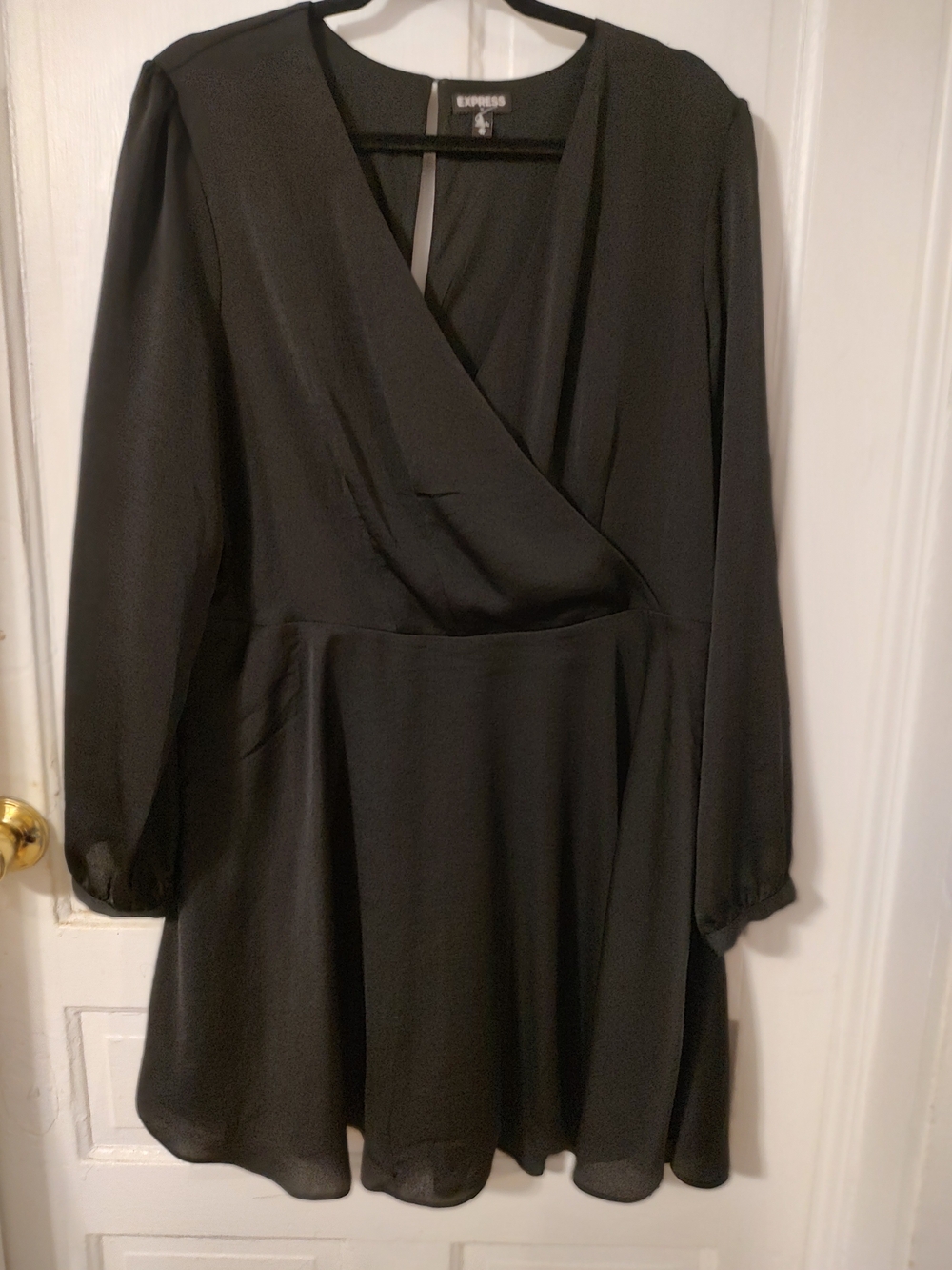 Express Black Long-Sleeve Wrap Dress